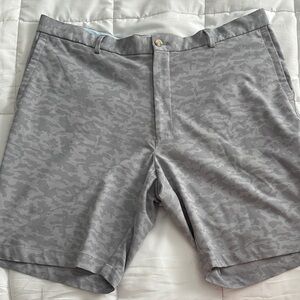 Peter Millar Gray Camo Flat Front Performance Shorts